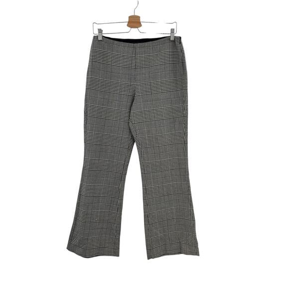 Theory Demitria Df Portland Pants Plaid Houndstooth Wool Black White Size US 8 - Picture 2 of 12